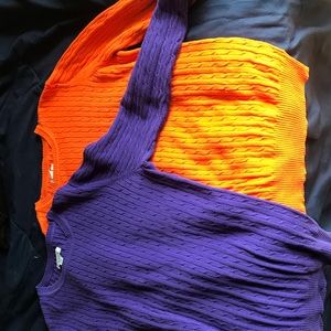 Orange and a purple sweater